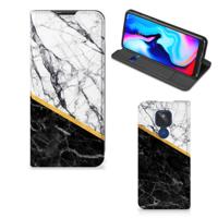 Motorola Moto G9 Play | Standcase | Marmer Wit Zwart - Origineel Cadeau Man Motorola Moto G9 Play | Standcase | Marmer Wit Zwart - Origineel Cadeau Man