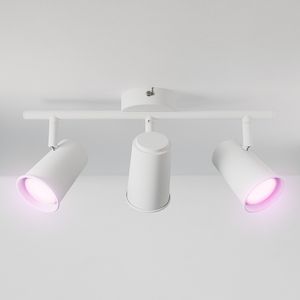HOFTRONIC SMART Riga Smart LED Plafondlamp 3 spots Wit - Draaibaar en Dimbaar - 3 lichts - GU10 RGBWW - Plafondspot woonkamer en gang - Opbouwspot verlichting - Google Home & Amazon Alexa
