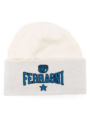 Chiara Ferragni bonnet à logo en intarsia - Blanc