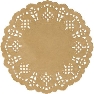 30x Bruine/naturel ronde placemats 35 cm papier kant uiterlijk