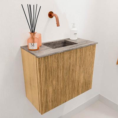 Toiletmeubel Mondiaz Joya Dlux | 50 cm | Meubelkleur Oak | Faye wastafel Oza Wasbak Midden | Zonder kraangat(en)