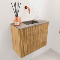 Toiletmeubel Mondiaz Joya Dlux | 50 cm | Meubelkleur Oak | Faye wastafel Oza Wasbak Midden | Zonder kraangat(en)