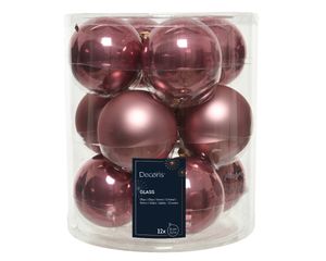 Kerstbal glas d8 cm v.rz 12st kerst - Decoris