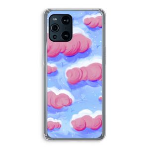 Roze wolken met vogels: Oppo Find X3 Pro Transparant Hoesje