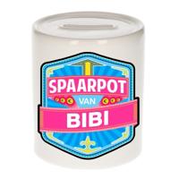 Kinder spaarpot met naam - Bibi - keramiek - met dop - wit - Sparen - Spaargeld van Bibi