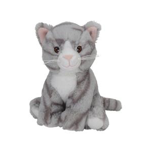 Nature Planet pluche dieren knuffels Kat/poes - grijs - 21 cm