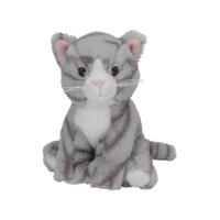 Nature Planet pluche dieren knuffels Kat/poes - grijs - 21 cm