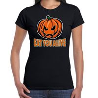 Halloween Eat you alive verkleed t-shirt zwart voor dames - thumbnail