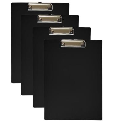 Clipboard - 4x - A4 formaat - zwart - Klembord voor documenten - van PVC