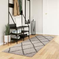 VidaXL Vloerkleed pamplona shaggy hoogpolig 80x250 cm beige antraciet
