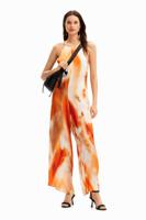 Abstracte jumpsuit halternek - ORANGE - L - thumbnail