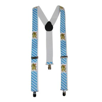 Beieren Oktoberfest verkleed bretels - met wapen - voor volwassenen - wit/blauw