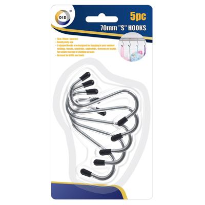 S haken - 5x stuks - metaal - 7 cm - zwart - ophanghaken
