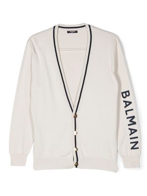 Balmain Kids cardigan à rayures - Tons neutres