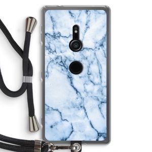 Blauw marmer: Sony Xperia XZ2 Transparant Hoesje met koord