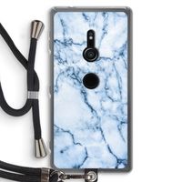 Blauw marmer: Sony Xperia XZ2 Transparant Hoesje met koord