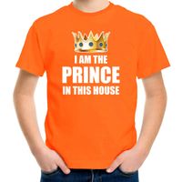 Woningsdag Im the prince in this house t-shirts voor thuisblijvers tijdens Koningsdag oranje jongens / kinderen XL (164-176)  - - thumbnail