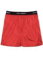 Dolce & Gabbana Kids short de bain à taille logo - Rouge