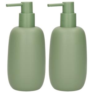 Zeeppompje/dispenser kunststeen - 2x - salie groen - 7 x 16 cm - Scandinavisch design