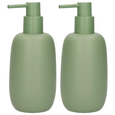 Zeeppompje/dispenser kunststeen - 2x - salie groen - 7 x 16 cm - Scandinavisch design