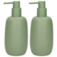 Zeeppompje/dispenser kunststeen - 2x - salie groen - 7 x 16 cm - Scandinavisch design