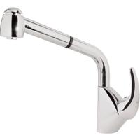 Keukenkraan Tres Top | Opbouw | 360° Draaibaar | Uitrekbare sproeier | Mengkraan | 1-hendel | Rond | Chroom