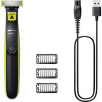 Philips OneBlade Baardtrimmer, Tondeuse, Bodygroomer, Precisietrimmer, Scheerapparaat Afspoelbaar, USB-laadfunctie Lime Green, Grijs