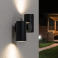 Silva - LED Wandlamp - IP65 Waterdicht - 10 Watt 800 Lumen - GU10 Fitting - 4000K Neutraal Wit - Dimbaar - Kantelbaar - Voor binnen en buiten - Up & Down Light - Zwart