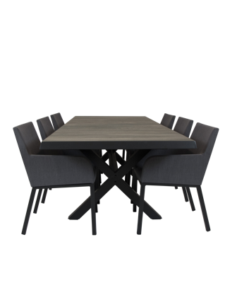 Qopps Ottowa uitschuif tafel 205/265 x 100 Antraciet met Tuinstoel Decan