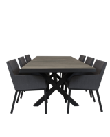 Qopps Ottowa uitschuif tafel 205/265 x 100 Antraciet met Tuinstoel Decan