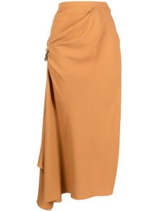Kiko Kostadinov jupe mi-longue froncée à taille haute - Marron