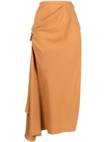 Kiko Kostadinov jupe mi-longue froncée à taille haute - Marron