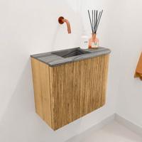 Toiletmeubel Mondiaz Joya Dlux | 51.6 cm | Meubelkleur Oak | Faye wastafel Sombra Wasbak Links | Zonder kraangat(en)