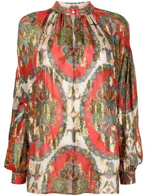 ETRO blouse en soie à imprimé cachemire - Rouge