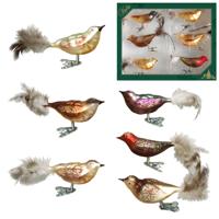 Krebs decoratie vogels - 18x stuks - diverse kleuren - glas - 11 cm - op clip - decoratievogeltjes - Krebs decoratie vogels - 18x stuks - diverse kleuren - glas - 11 cm - op clip - decoratievogeltjes -