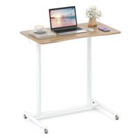 C-vormige Bureau met Wielen 70-106 cm in Hoogte Verstelbare Computerbureau Staande Tafel Natuur