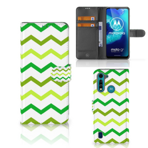 Motorola G8 Power Lite Telefoon Hoesje Zigzag Groen