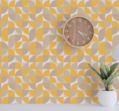 Rondjes behang Vintage stijl oranje cirkels patroon