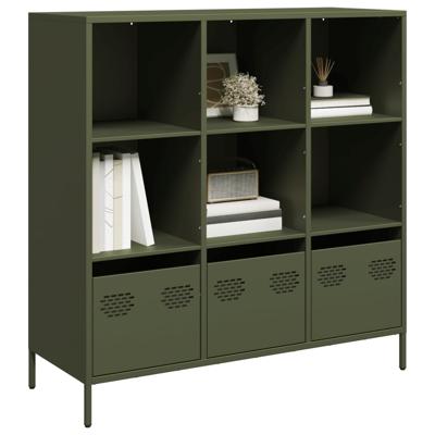 Hoge kast 101,5x39x103,5 cm staal olijfgroen