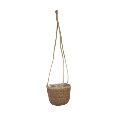 Ter Steege Hangende plantenpot/bloempot - jute/zeegras - D17 x H14 cm - bruin