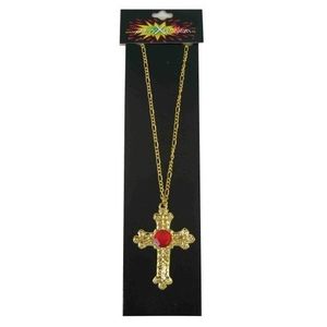 Sinterklaas accessoires gouden ketting met kruis   -