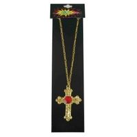 Sinterklaas accessoires gouden ketting met kruis   - - thumbnail