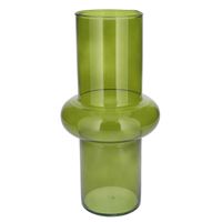 Bloemenvaas - groen - transparant gerecycled glas - D15 x H31 cm