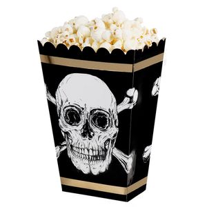 8x Popcorn bakjes/snoepbakjes piraat/doodshoofd thema 22 cm