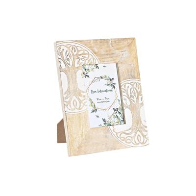 Fotolijsten DKD Home Decor Wit Bruin Hout Kristal Mangohout Boomstructuur Indiaas 20 x 2 x 25,5 cm