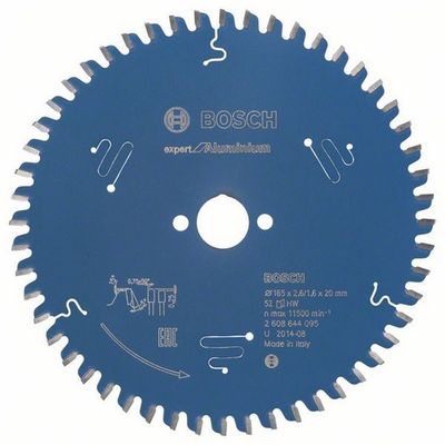 Bosch Accessoires Cirkelzaagblad Expert for Aluminium 165x20x2.2/1.6x52T - 2608644095