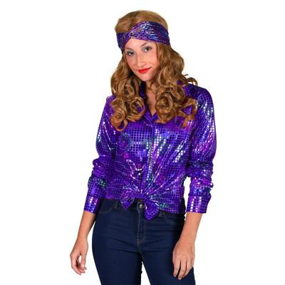 Dames disco blouse paars