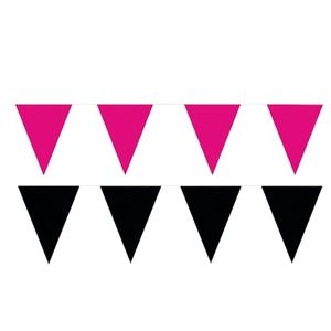 Zwart/Roze feest punt vlaggetjes pakket 200 meter