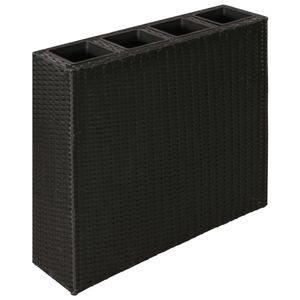 VidaXL Plantenbak verhoogd met 4 potten poly rattan zwart