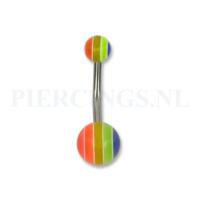 Navelpiercing acryl multicolor gestreept